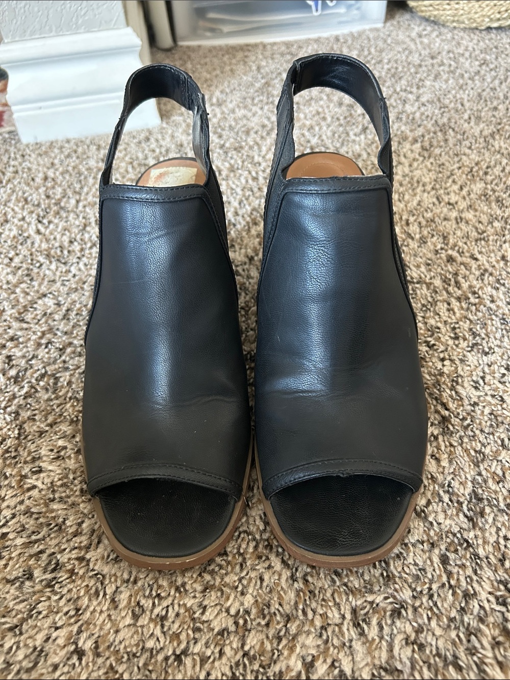 Style & Co. Black Open-Toe Slingback Leather Mules